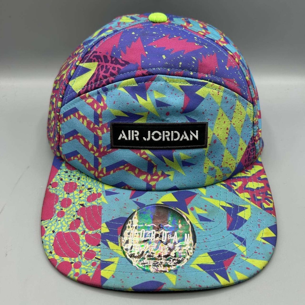 Air Jordan Legacy 5 Panel Hat Men Geometric Pattern Jumpman Strap Back Cap
